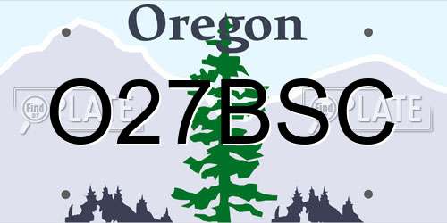 O27BSC Oregon License Plate
