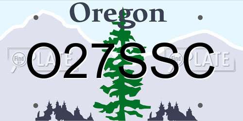 O27SSC Oregon License Plate