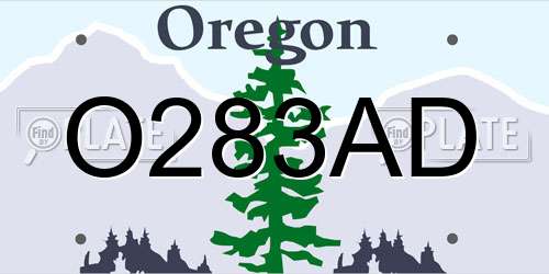 O283AD Oregon License Plate