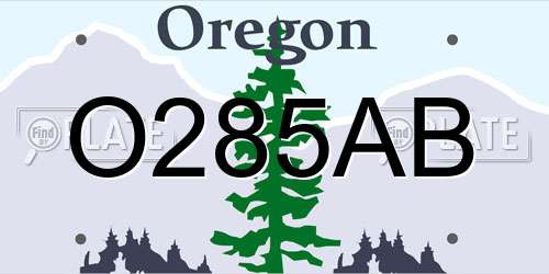 O285AB Oregon License Plate