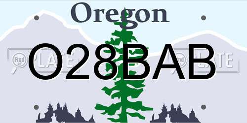O28BAB Oregon License Plate
