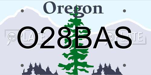 O28BAS Oregon License Plate