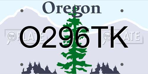 O296TK Oregon License Plate