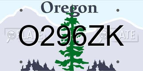 O296ZK Oregon License Plate
