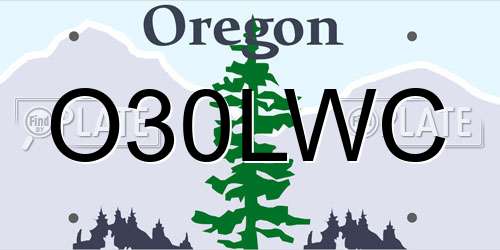 O30LWC Oregon License Plate