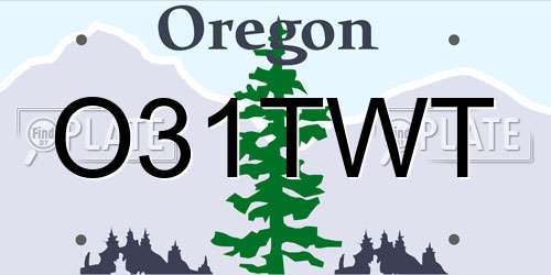 O31TWT Oregon License Plate
