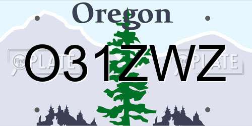 O31ZWZ Oregon License Plate