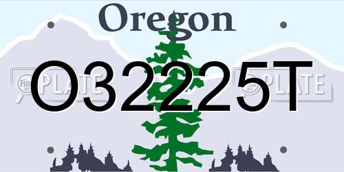 O32225T Oregon License Plate