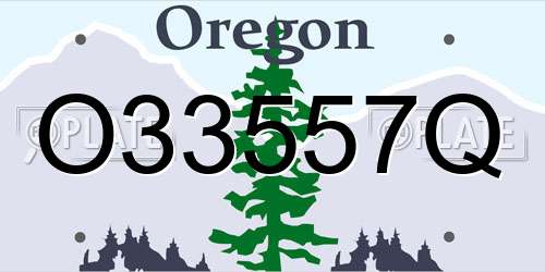 O33557Q Oregon License Plate
