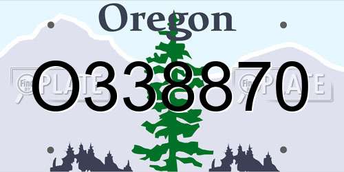 O338870 Oregon License Plate