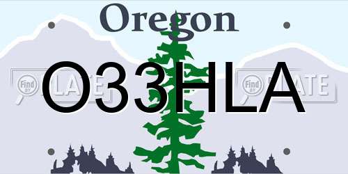 O33HLA Oregon License Plate