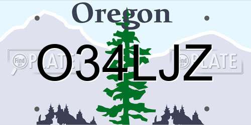O34LJZ Oregon License Plate