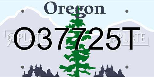 O37725T Oregon License Plate