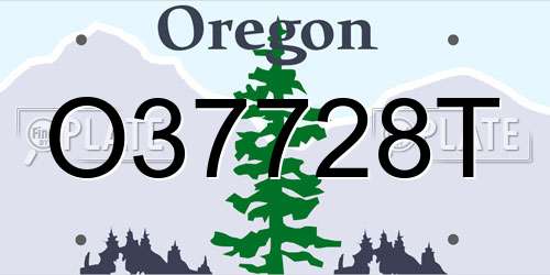O37728T Oregon License Plate