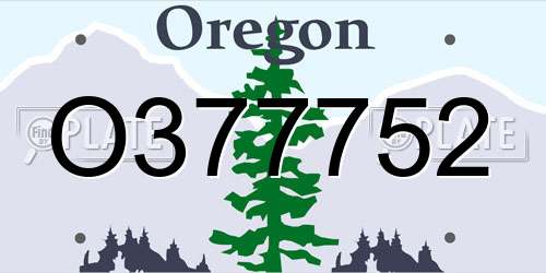 O377752 Oregon License Plate