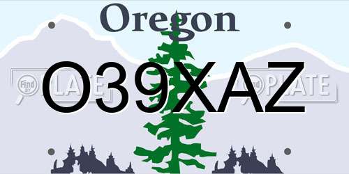 O39XAZ Oregon License Plate