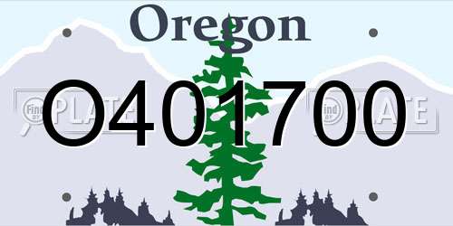 O401700 Oregon License Plate