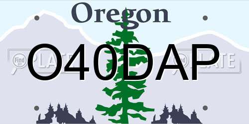 O40DAP Oregon License Plate