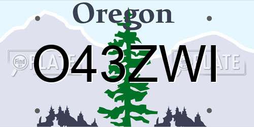 O43ZWI Oregon License Plate