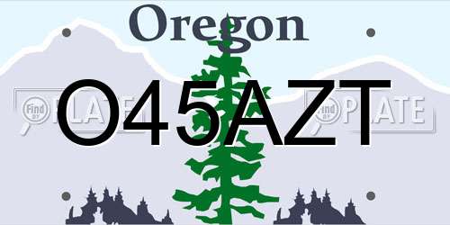 O45AZT Oregon License Plate