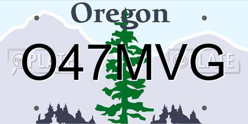 O47MVG Oregon License Plate