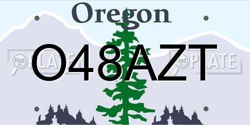 O48AZT Oregon License Plate