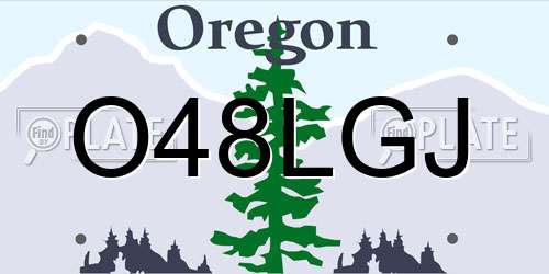O48LGJ Oregon License Plate