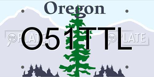 O51TTL Oregon License Plate