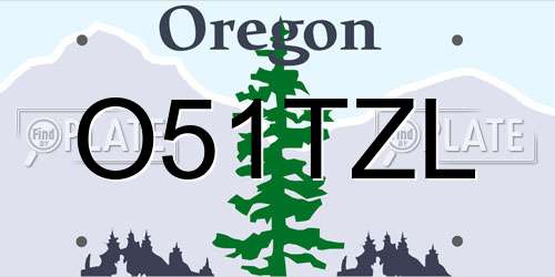 O51TZL Oregon License Plate