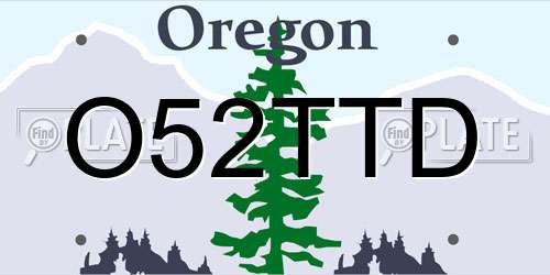 O52TTD Oregon License Plate