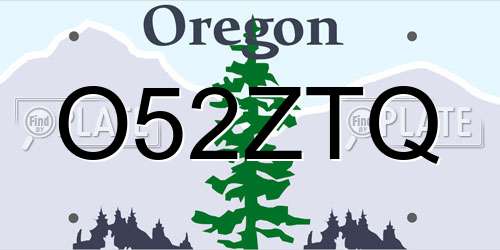 O52ZTQ Oregon License Plate