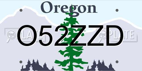 O52ZZD Oregon License Plate