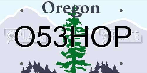 O53HOP Oregon License Plate