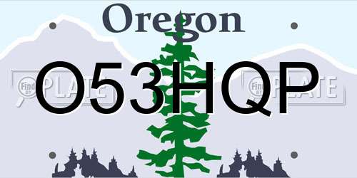 O53HQP Oregon License Plate