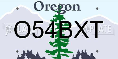 O54BXT Oregon License Plate