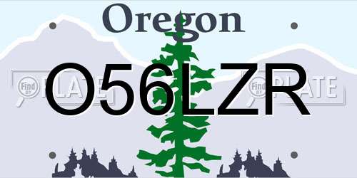 O56LZR Oregon License Plate