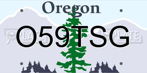 O59TSG Oregon License Plate