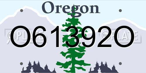 O61392O Oregon License Plate