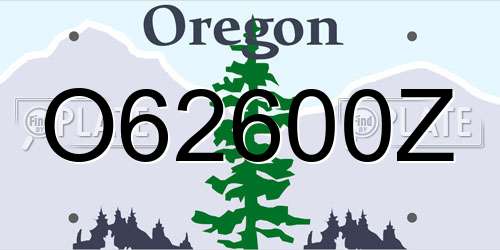 O62600Z Oregon License Plate