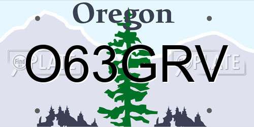 O63GRV Oregon License Plate