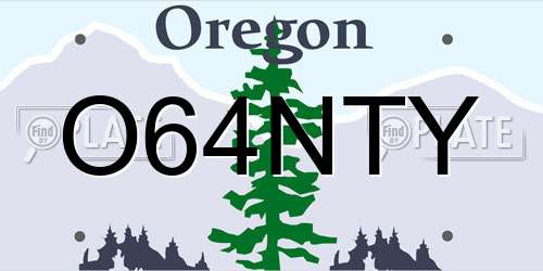 O64NTY Oregon License Plate