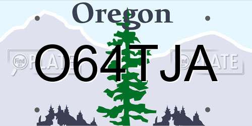 O64TJA Oregon License Plate