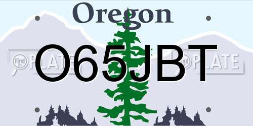 O65JBT Oregon License Plate