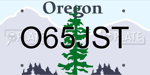 O65JST Oregon License Plate