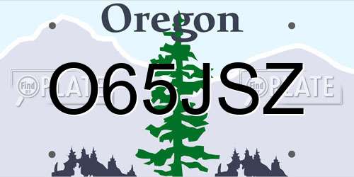 O65JSZ Oregon License Plate