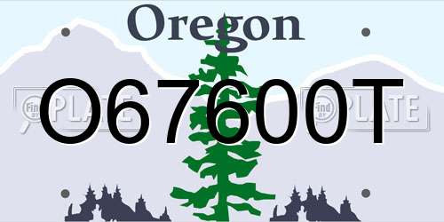 O67600T Oregon License Plate