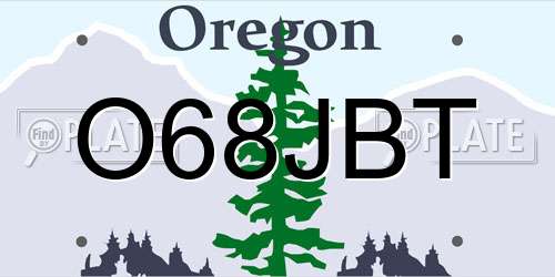 O68JBT Oregon License Plate