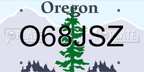 O68JSZ Oregon License Plate