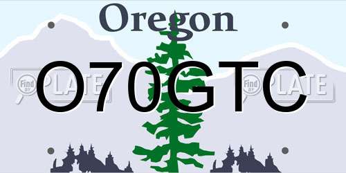 O70GTC Oregon License Plate