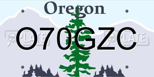 O70GZC Oregon License Plate
